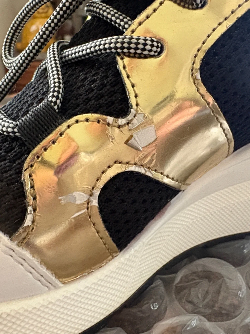 Michael Kors Black, Gold and White Knit Wedge Sneakers